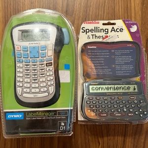 Dymo label manager & Franklin spelling ace / thesaurus